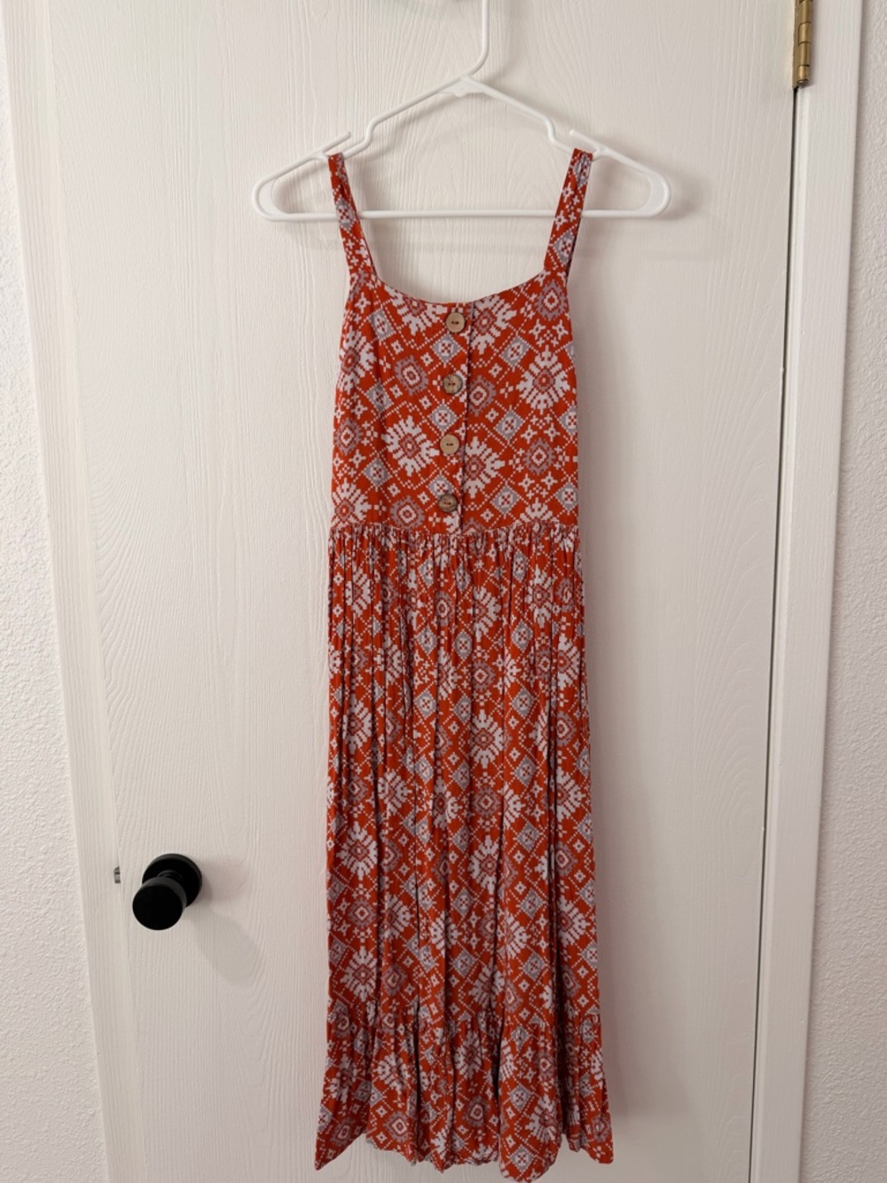 Rust Red Patterned Maxi Dress